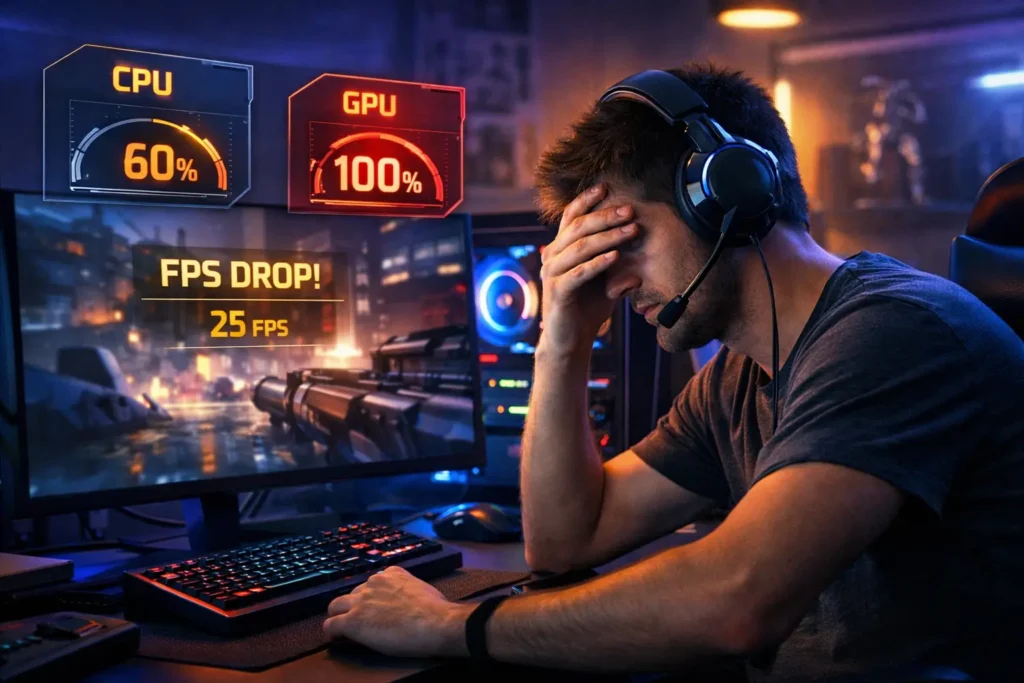 CPU and GPU bottleneck causing FPS drop in gaming PC